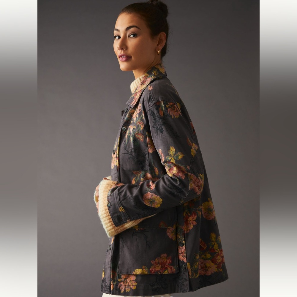 Pilcro Floral Utility Oversized Button-Down Shacket - Picture 3 of 8